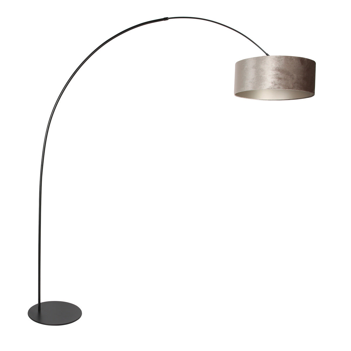 Lampadaire noir Curve 4263ZW avec abat-jour en velours gris – design unique et utilisation fonctionnelle