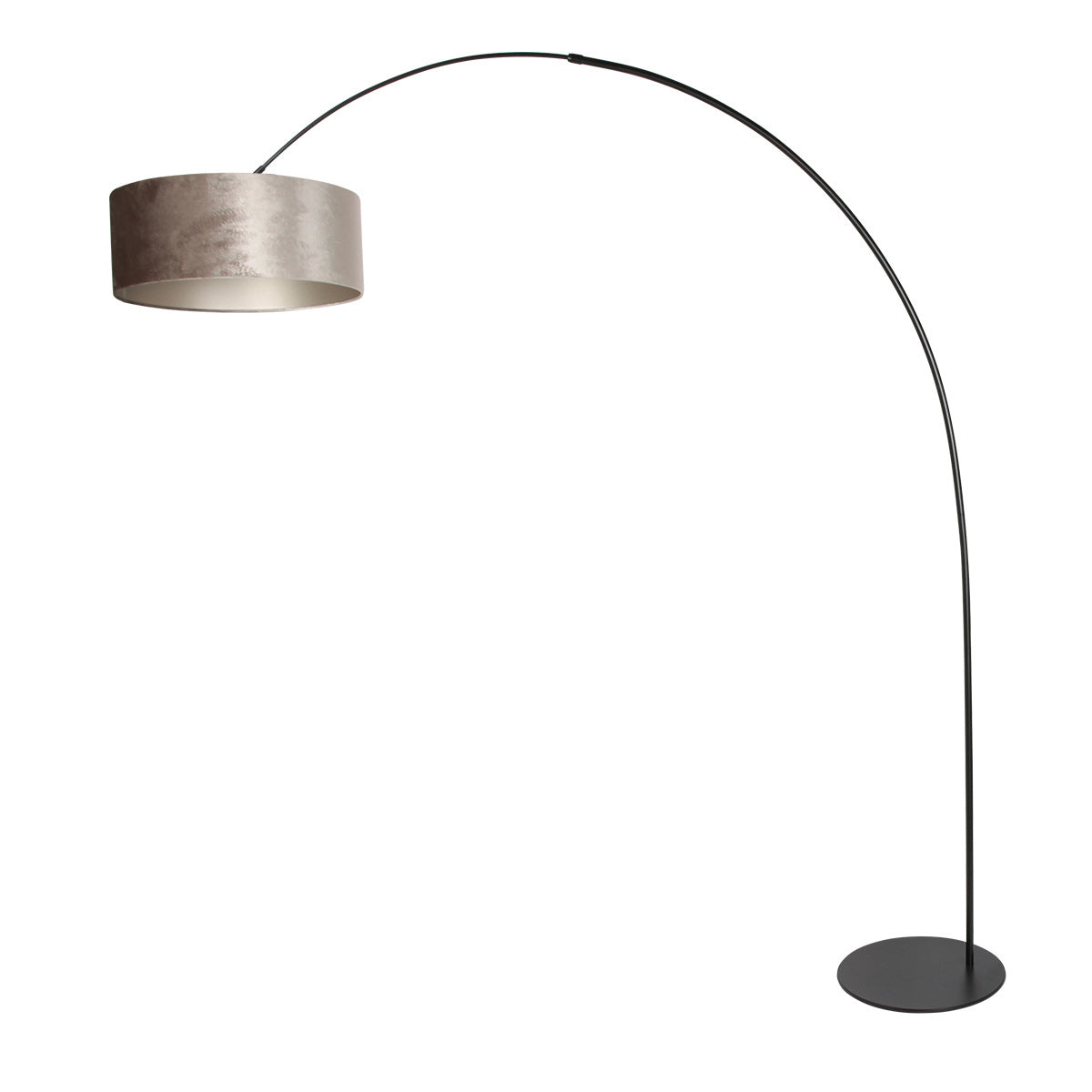 Lampadaire noir Curve 4263ZW avec abat-jour en velours gris – design unique et utilisation fonctionnelle