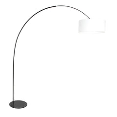 Lampadaire noir Curve 4267ZW avec abat-jour en lin blanc grossier – design unique et utilisation fonctionnelle