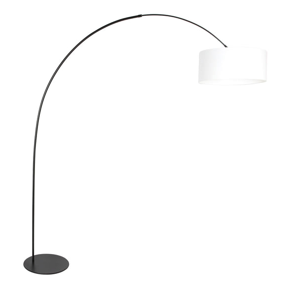 Lampadaire noir Curve 4267ZW avec abat-jour en lin blanc grossier – design unique et utilisation fonctionnelle