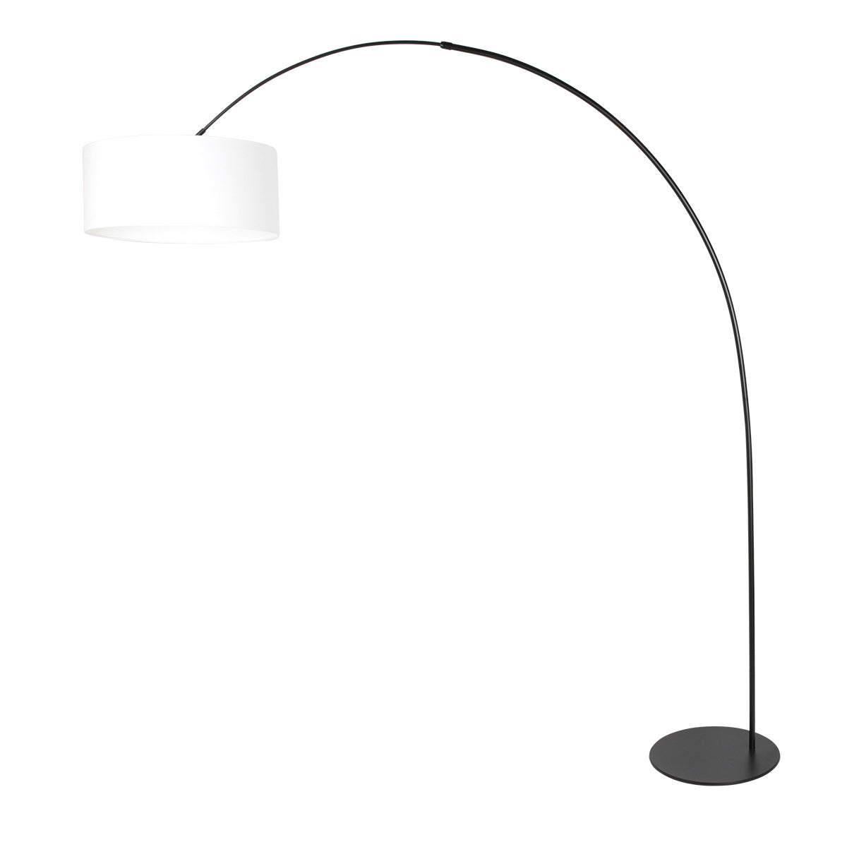 Lampadaire noir Curve 4267ZW avec abat-jour en lin blanc grossier – design unique et utilisation fonctionnelle