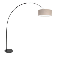 Lampadaire noir Curve 4268ZW avec abat-jour en lin gris grossier – design unique et usage fonctionnel