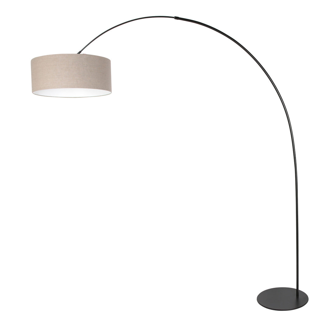 Lampadaire noir Curve 4268ZW avec abat-jour en lin gris grossier – design unique et usage fonctionnel