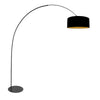 Lampadaire noir Curve 4270ZW avec abat-jour en lin noir à l'intérieur doré – design unique et usage fonctionnel