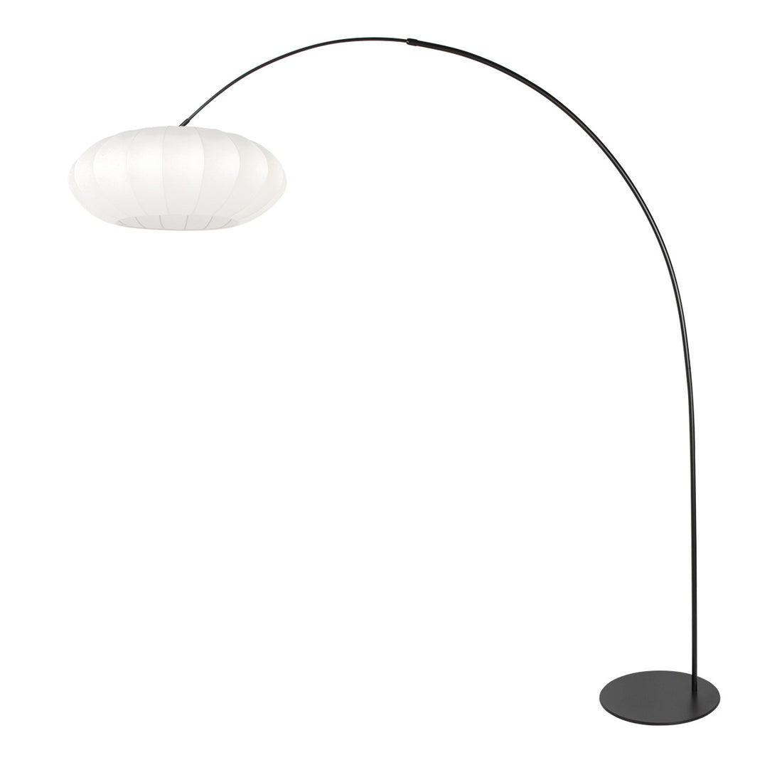 Lampadaire noir Curve 4272ZW avec abat-jour blanc en soie – design unique et usage fonctionnel