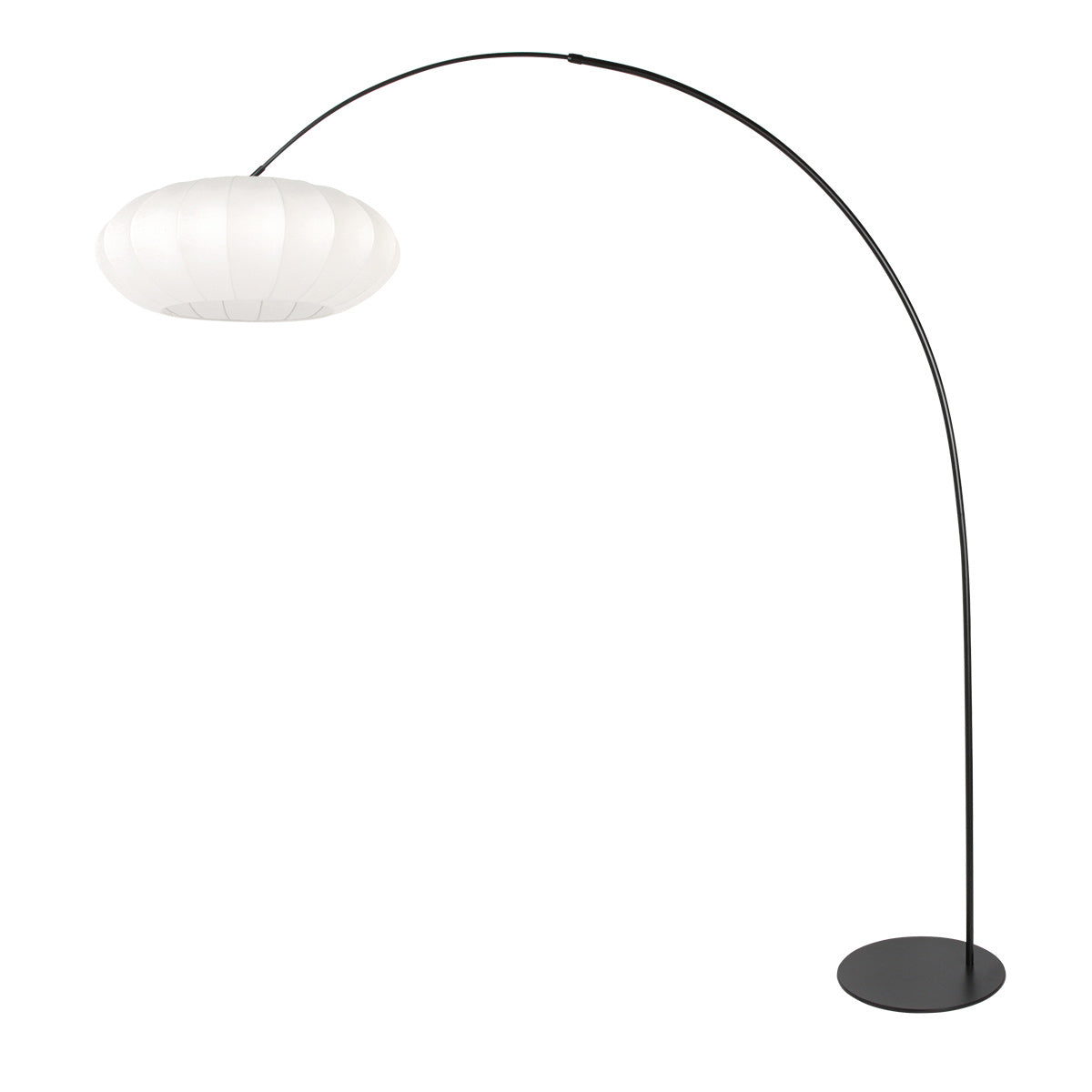 Lampadaire noir Curve 4272ZW avec abat-jour blanc en soie – design unique et usage fonctionnel