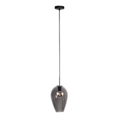 HaloSwap 4289ZW – Suspension noire avec verre fumé en forme de goutte de Ø22,5 cm