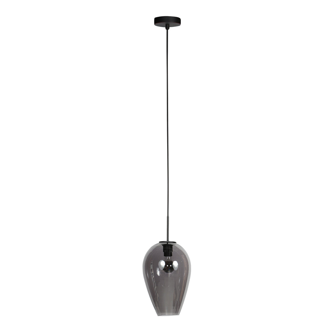 HaloSwap 4289ZW – Suspension noire avec verre fumé en forme de goutte de Ø22,5 cm