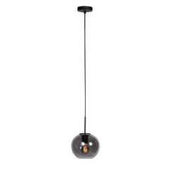 HaloSwap 4292ZW – Suspension noire avec globe sphérique en verre fumé d'un diamètre de 20 cm