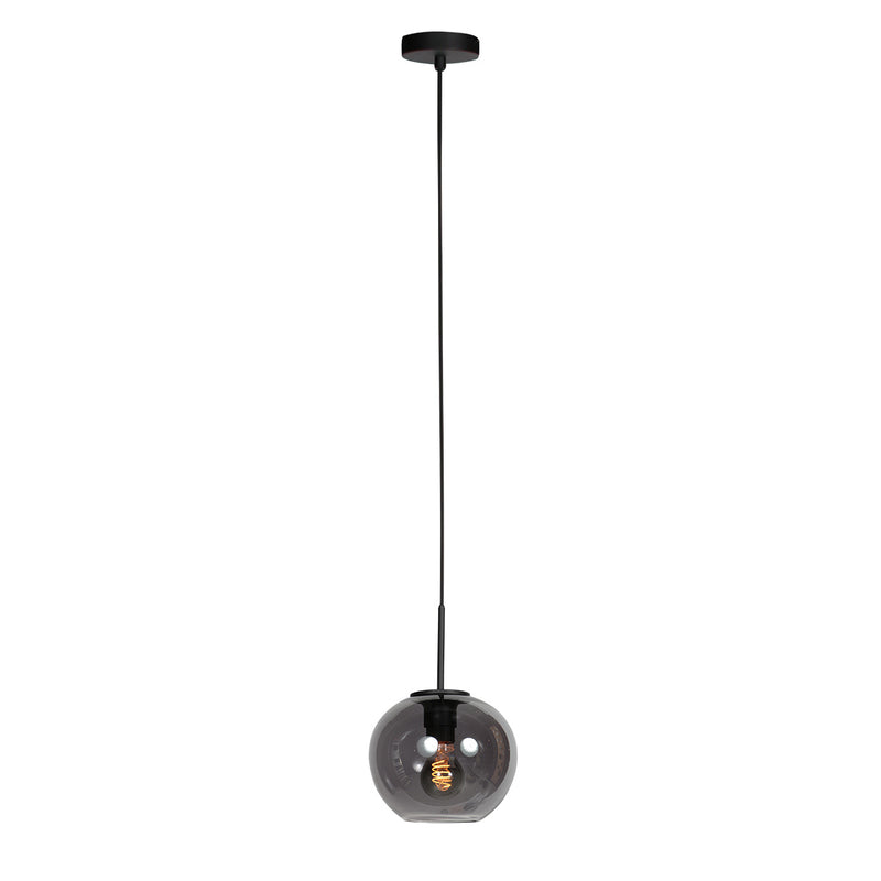 HaloSwap 4292ZW – Suspension noire avec globe sphérique en verre fumé d'un diamètre de 20 cm