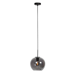 HaloSwap 4293ZW – suspension noire avec globe sphérique en verre fumé d'un diamètre de 25 cm