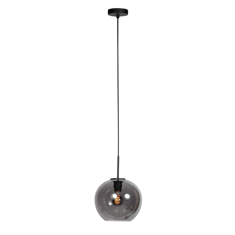 HaloSwap 4293ZW – suspension noire avec globe sphérique en verre fumé d'un diamètre de 25 cm