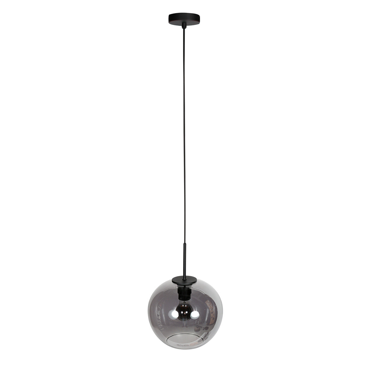 HaloSwap 4293ZW – suspension noire avec globe sphérique en verre fumé d'un diamètre de 25 cm