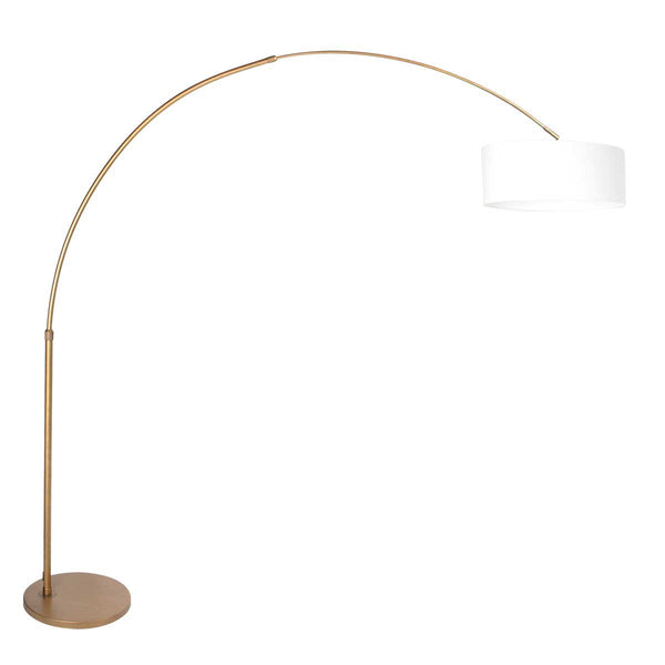 Lampadaire arqué couleur bronze Sparkled Light 4304BR – Éclairage élégant avec abat-jour en lin épais