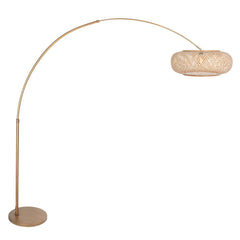 Lampadaire arqué bronze Sparkled Light 4309BR – Éclairage élégant avec abat-jour en bambou