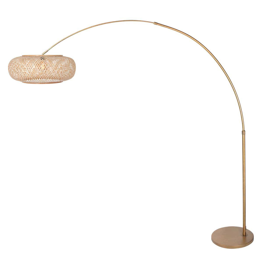 Lampadaire arqué bronze Sparkled Light 4309BR – Éclairage élégant avec abat-jour en bambou