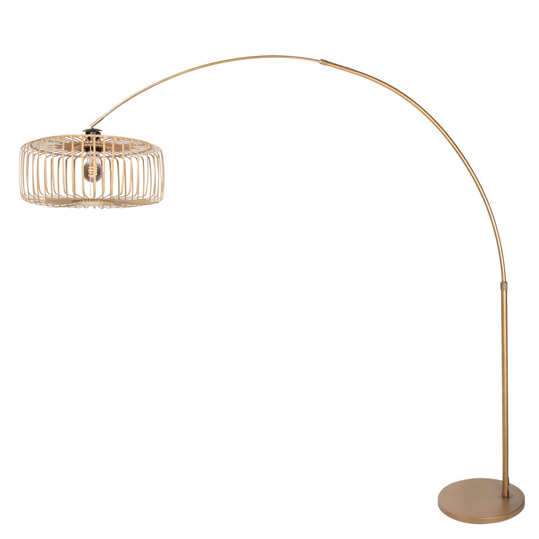 Lampadaire arqué de couleur bronze Sparkled Light 4310BR – Éclairage élégant avec abat-jour en bambou