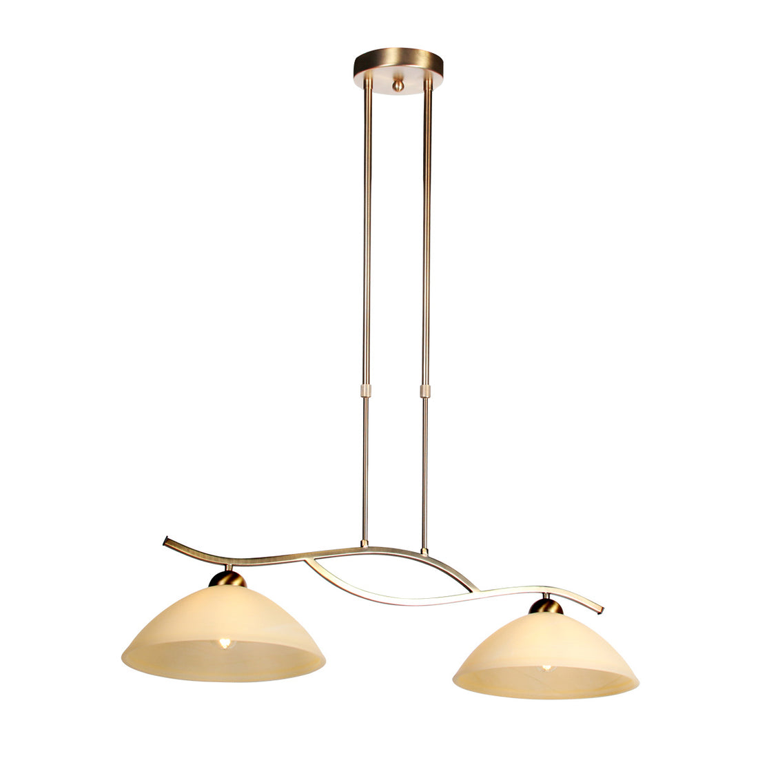 Suspension verre ambré classique, 2 lampes pour salle à manger | Anthea