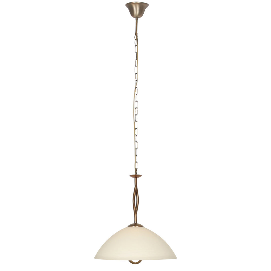 suspension verre marbré crème, abat-jour dôme Ø45 bronze, salle à manger | Anthéa
