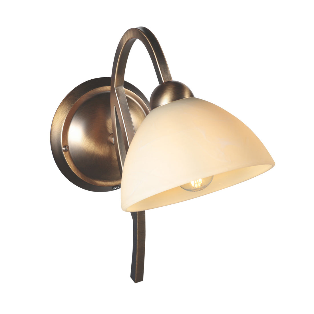 Applique murale bronze, abat-jour verre marbré crème pour chambre | Anthéa