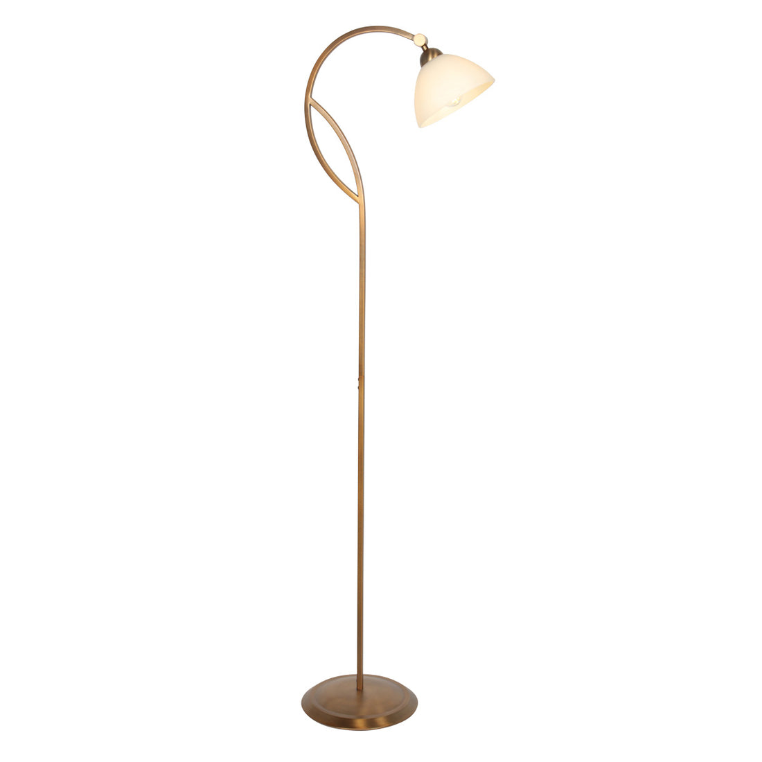Lampadaire abat-jour verre effet marbre, bronze à interrupteur au pied | Anthéa