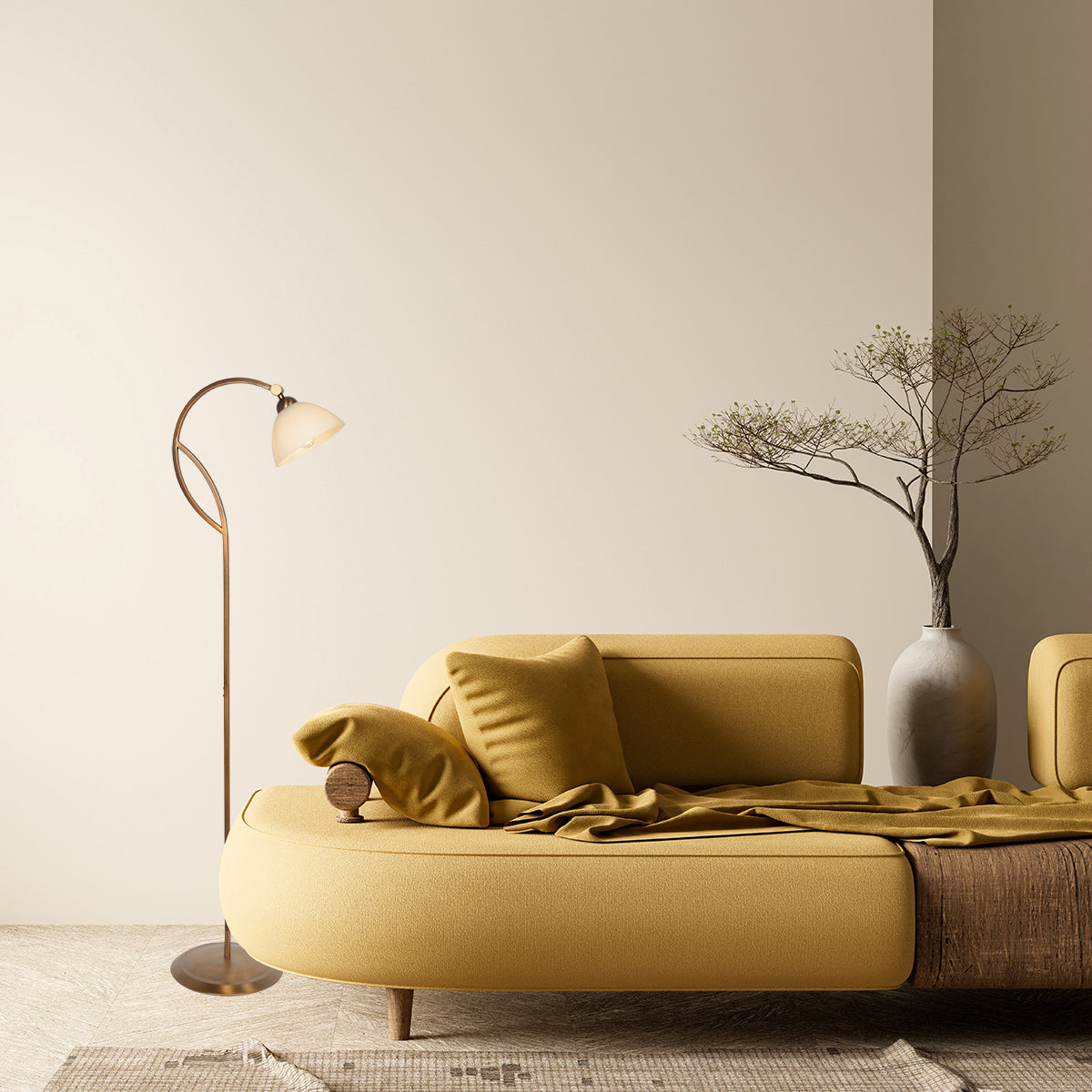 Lampadaire abat-jour verre effet marbre Anthéa – vue 5 – Designix.fr