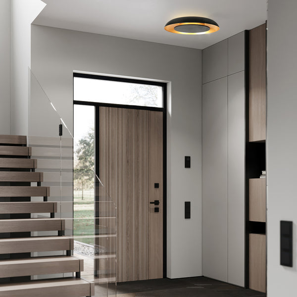 Golden Veil 4331ZW – plafonnier noir avec lueur dorée et LED dimmable