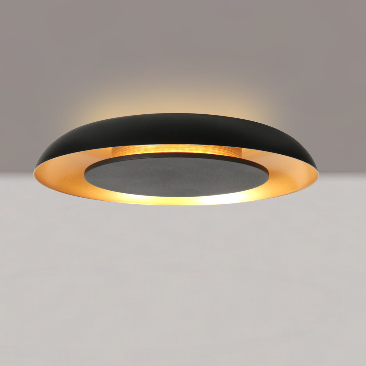 Golden Veil 4331ZW – plafonnier noir avec lueur dorée et LED dimmable