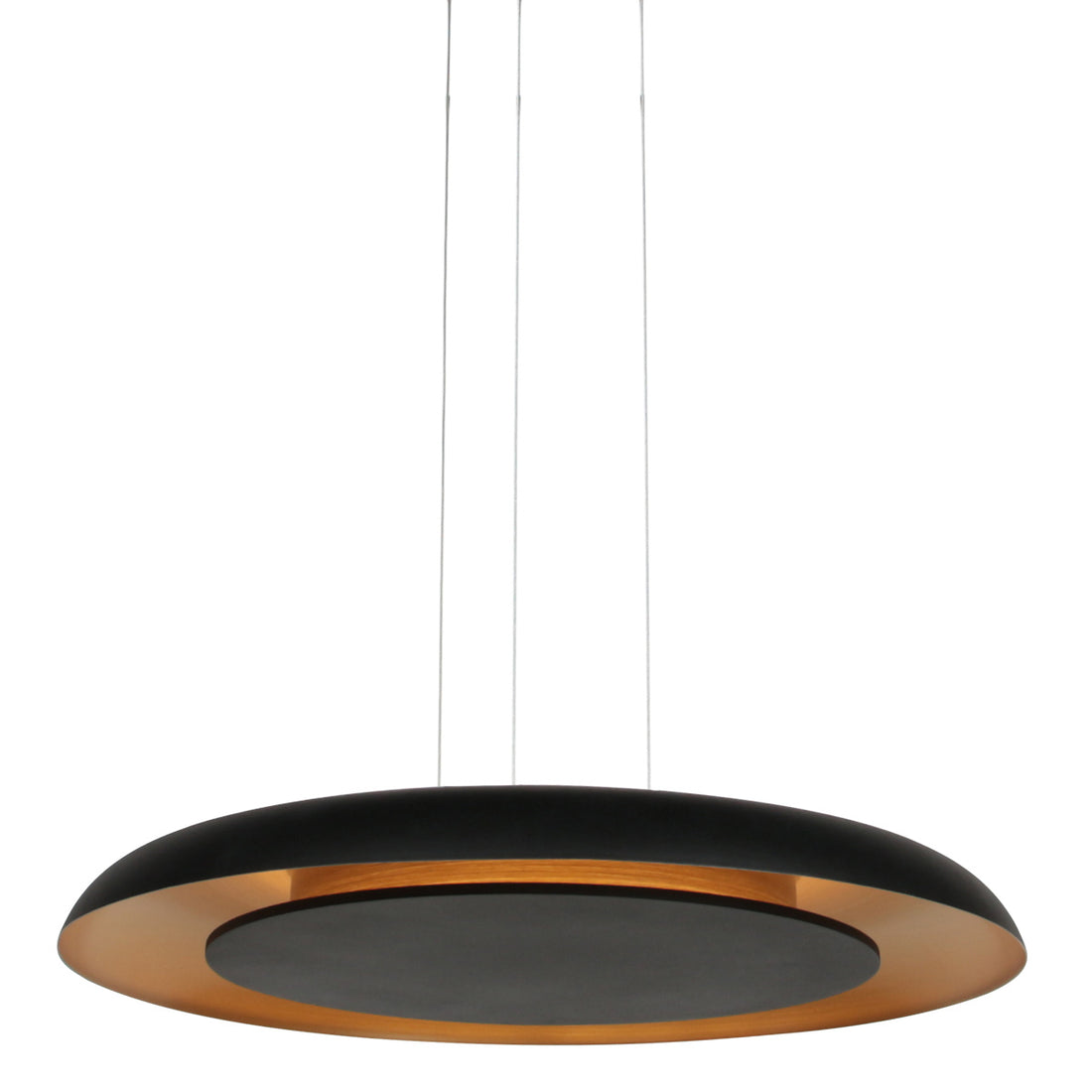 Suspension led salle à manger, abat-jour noir mat à intérieur doré réglable | Veil