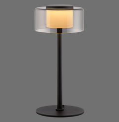 Lampe à poser Rika noire, verre, L 62,5 cm