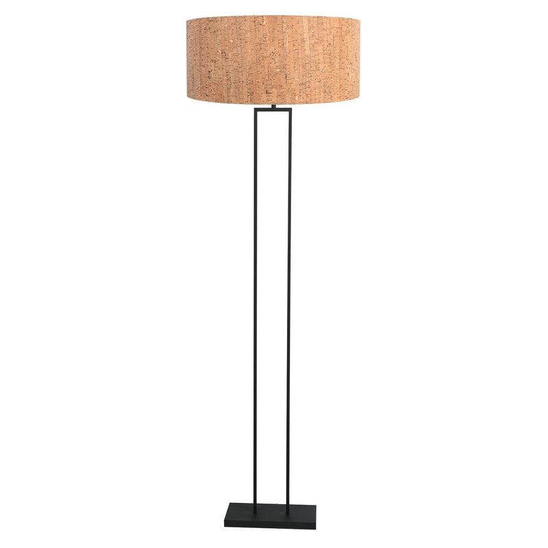 Stang 4338ZW – lampadaire en acier noir avec abat-jour en liège Ø50 cm