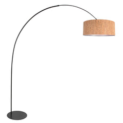 Anne-Curve 4340ZW lampadaire arqué – élégant noir avec abat-jour en liège Ø50 cm