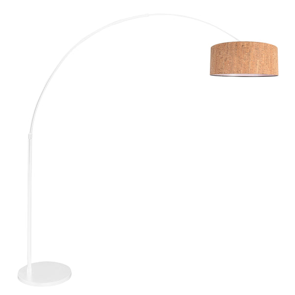 Sparkled Light 4341W lampadaire arqué – armature blanche avec abat-jour en liège Ø40 cm