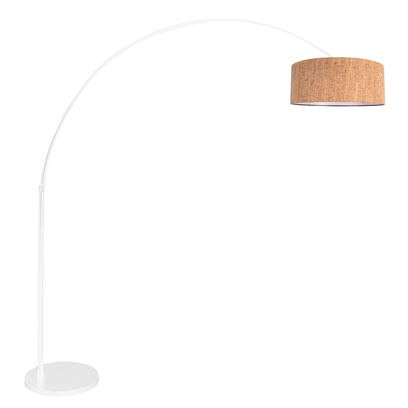 Sparkled Light 4341W lampadaire arqué – armature blanche avec abat-jour en liège Ø40 cm