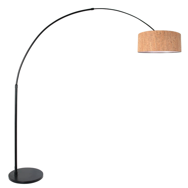 Sparkled Light 4342ZW lampadaire arqué – noir avec abat-jour en liège Ø40 cm