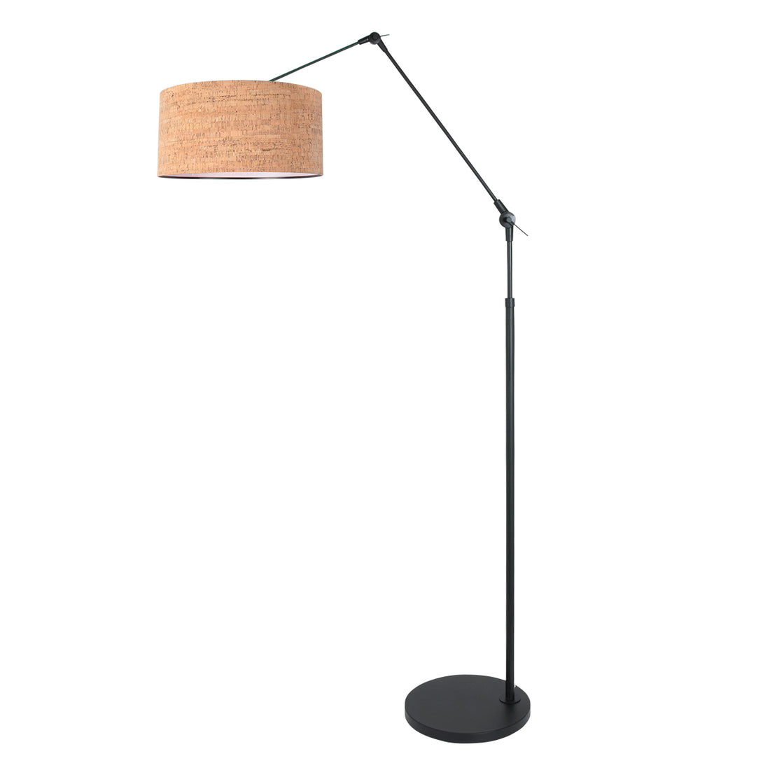Lampadaire arc liseuse, abat-jour liège Ø 40 cm orientable, salon | Korvik