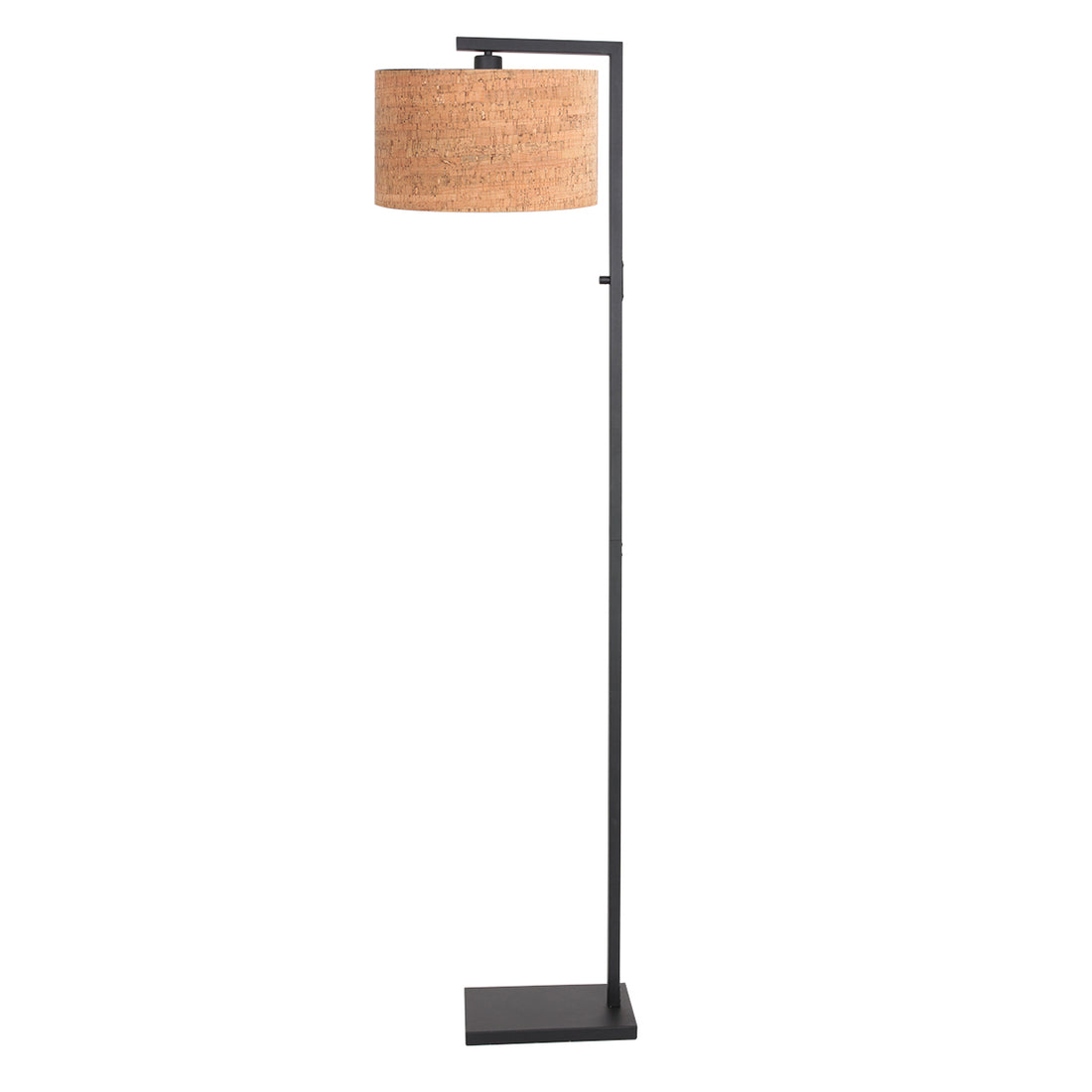 Lampadaire scandinave noir, abat-jour liège, liseuse salon | Stang