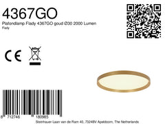 Plafonnier Flady 4367GO doré Ø30 2000 lumens