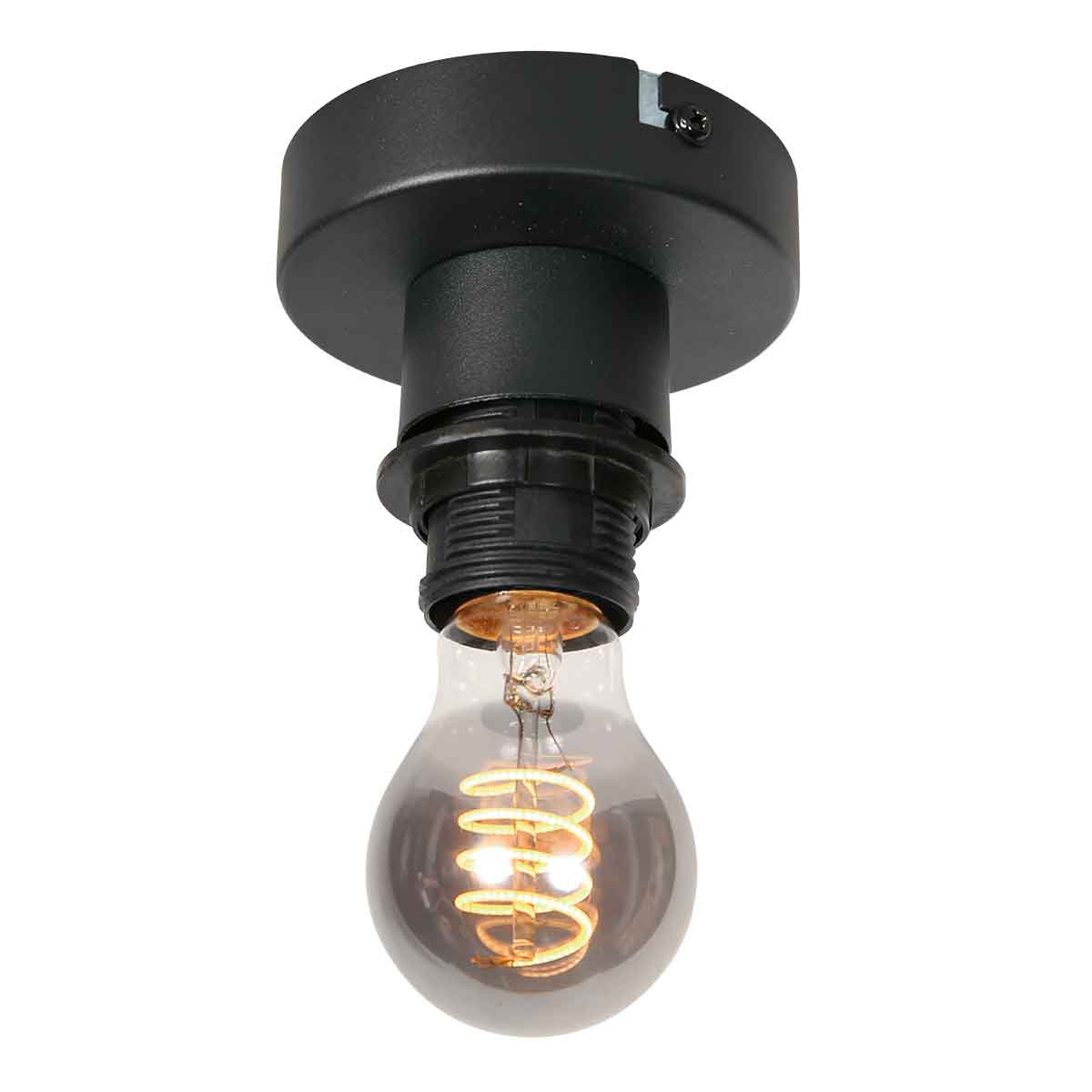 Plafonnier Bloeba 4374ZW avec abat-jour en verre fumé Ø20 cm