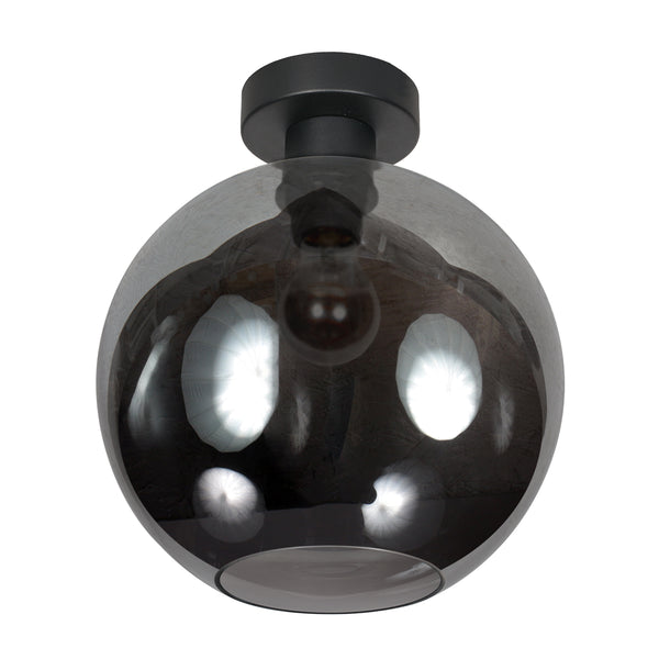 Plafonnier Bloeba 4376ZW avec abat-jour en verre fumé Ø30 cm