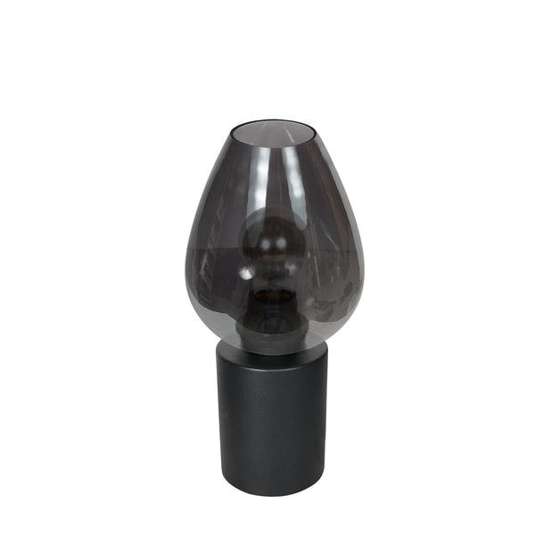 Lampe de table Bloeba 4378ZW avec abat-jour goutte en verre fumé Ø15 cm