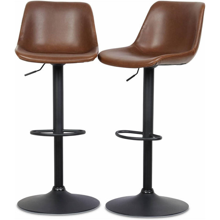 Alice'S Home - Lot De 2 Tabourets De Bar Réglables - Noah - Simili Cuir Marron - Hauteur Réglable 60.5/81.5Cm. Repose-Pieds | Designix - Amazon    - https://designix.fr/