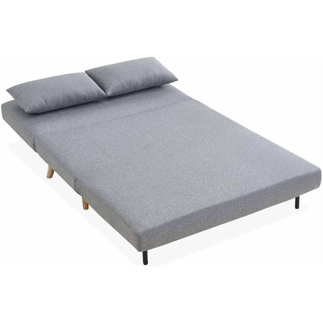 Alice'S Home - Canapé Convertible En Tissu - Guesta - 2 Places Scandinave. Pieds Bois Foncé. Gris Clair. Banquette. Dossier Inclinable | Designix -     - https://designix.fr/