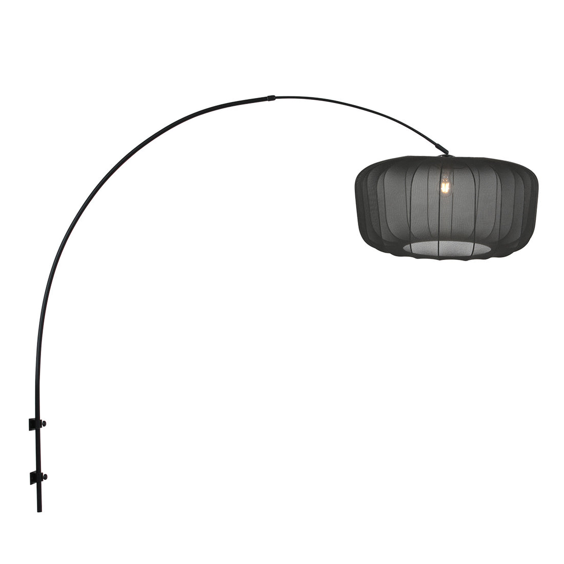 Liseuse murale arc noire, abat-jour tissu Ø60 | Noctis