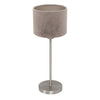 Lampe de table Noor 4412ST – en acier brossé avec abat-jour en velours taupe