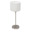 Lampe de table Noor 4414ST – en acier brossé avec abat-jour en lin blanc