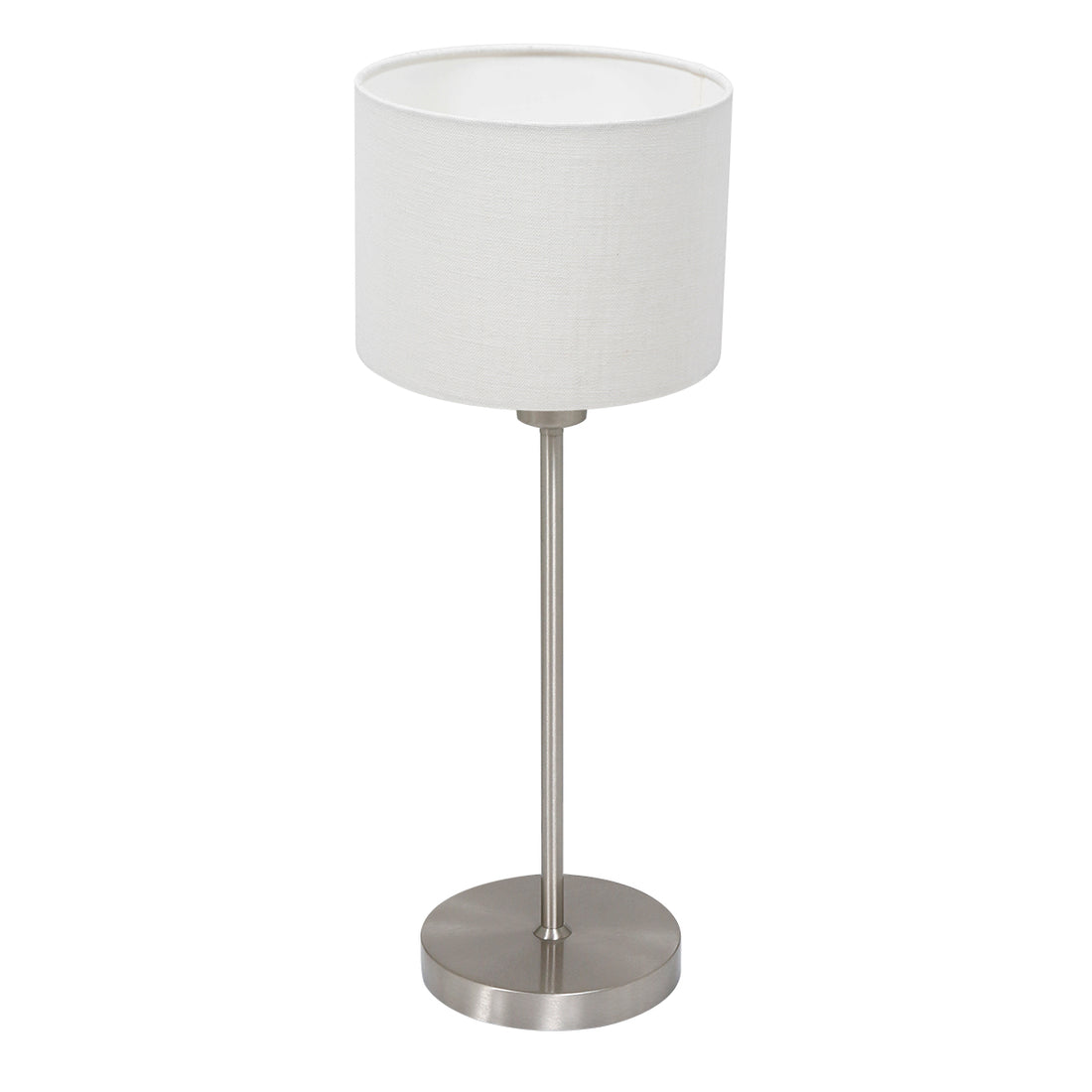 Lampe de table Noor 4414ST – en acier brossé avec abat-jour en lin blanc