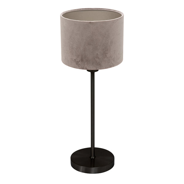 Lampe de table Noor 4423ZW – noir mat avec abat-jour en velours gris