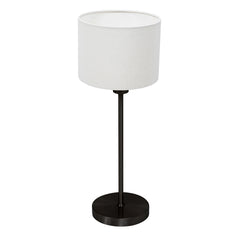 Lampe de table Noor 4425ZW – en acier noir avec abat‑jour en lin blanc