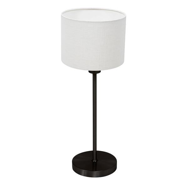 Lampe de table Noor 4425ZW – en acier noir avec abat‑jour en lin blanc